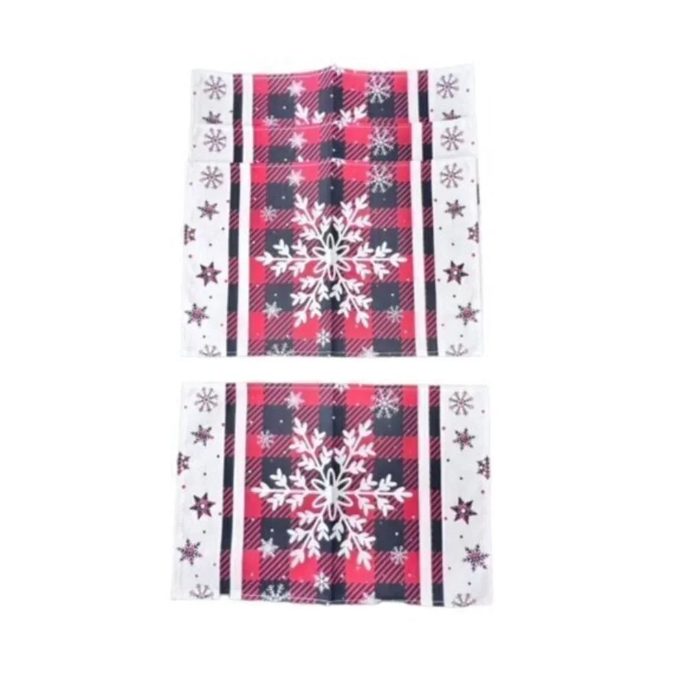 Winter Plaid Snowflakes Table Placemats Set Of 4 NEW Cottage Farmhouse Christmas